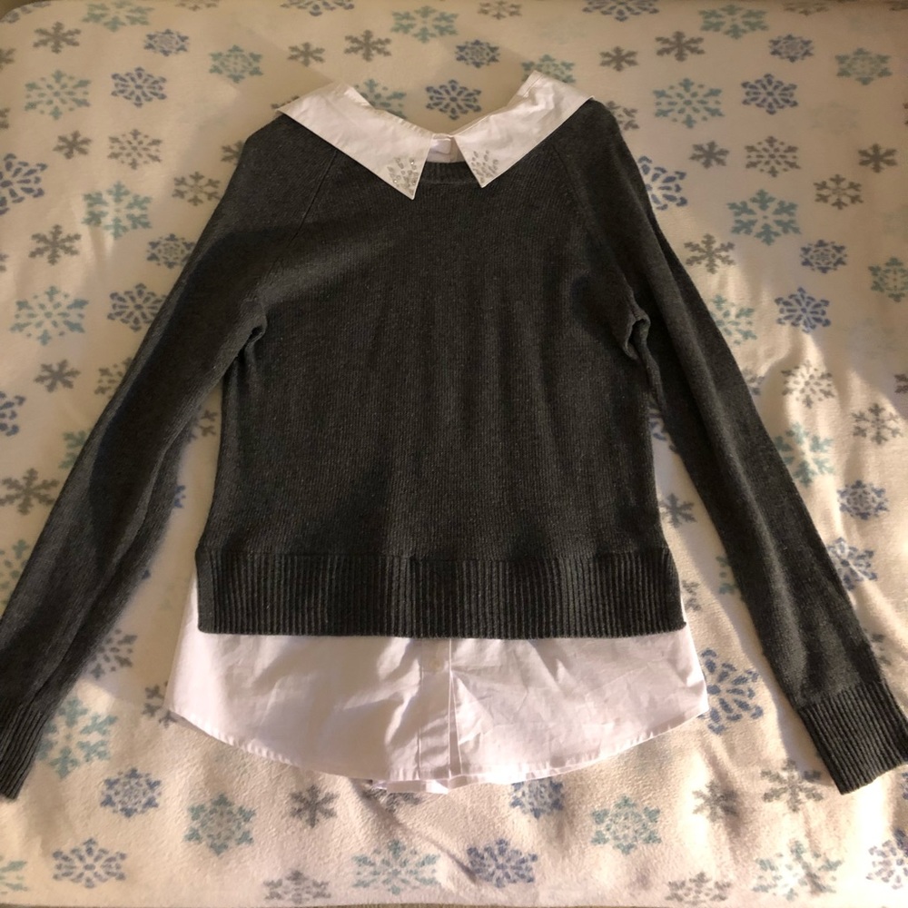 Vera Wang Sweater/Dress Shirt Layer Top